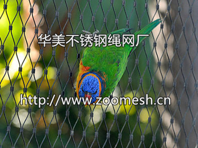 观赏性动物笼舍防护网、不锈钢绳网、钢丝绳扣网